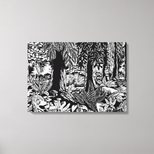 Kanvastrycket Landcape Art Prages B & W Forest Art Canvastryck