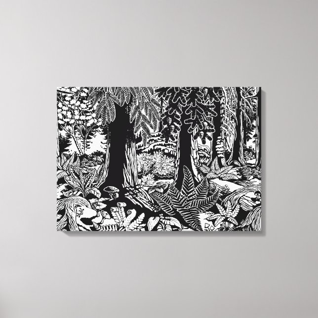 Kanvastrycket Landcape Art Prages B & W Forest Art Canvastryck (Framsida)