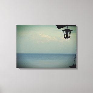 Kanvastrycket Lantern och Sea Photo Stretched Canvastryck