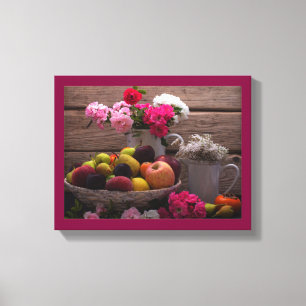 Kanvastrycket lila still Life Bord Setting Canvastryck