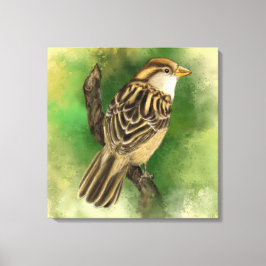 Kanvastrycket Little Sparrow - måla - Grönt Canvastryck