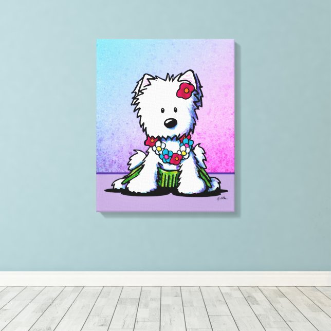 Kanvastrycket Luau Westie Terrier Hund Canvastryck (Insitu (trägolv))