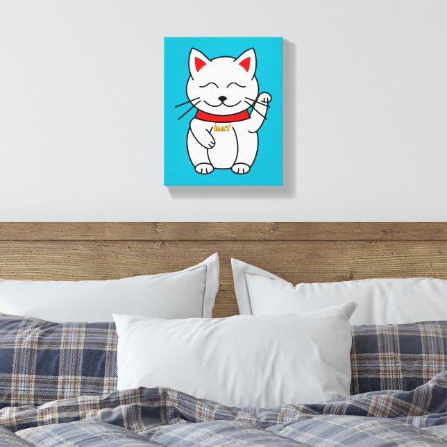 Kanvastrycket Lucky Cat Minimalist Art Canvastryck (Insitu (sovrum))