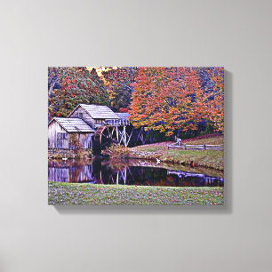 Kanvastrycket Mabry Mill in Fall Canvastryck