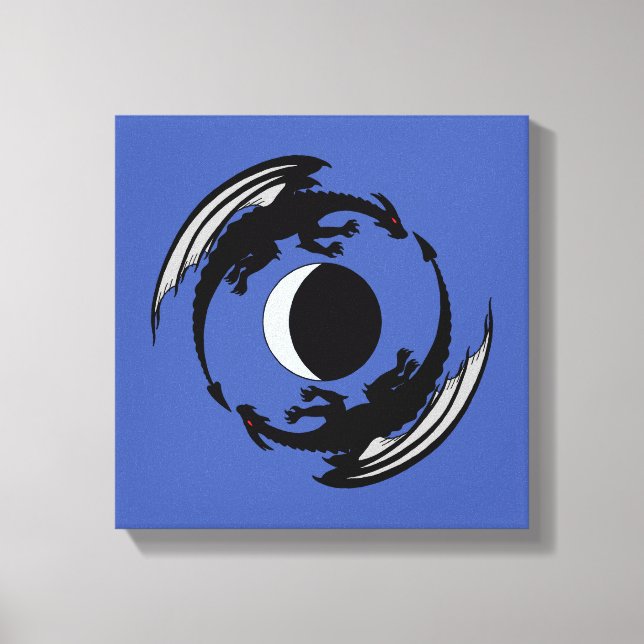 Kanvastrycket måne Dragons Fantasy Design Canvastryck (Framsida)
