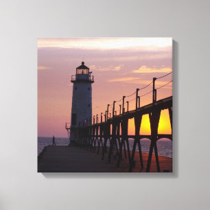 Kanvastrycket Manistee North Pierhead Light Canvastryck