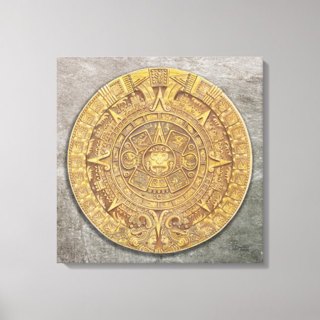 Kanvastrycket mexikanska Mayan/Aztec Calendar Canvastryck (Framsida)