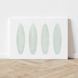 Kanvastrycket Mint Grönt Watercolor Surfboard Canvastryck