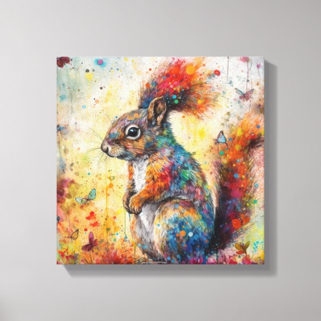 Kanvastrycket Modern Colorful Squirrel Art Canvastryck (Framsida)