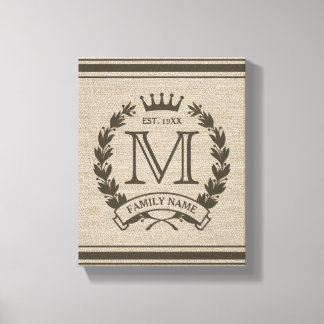 Kanvastrycket Monogrammed Family Logotyp Burlap-sö Canvastryck