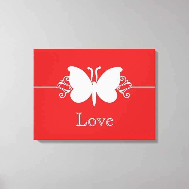 Kanvastrycket mörk Red Butterfly Swirls Virtue Canvastryck (Framsida)