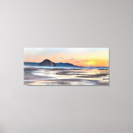 Kanvastrycket Morro Bay Sunset Sail Watercolor Canvastryck
