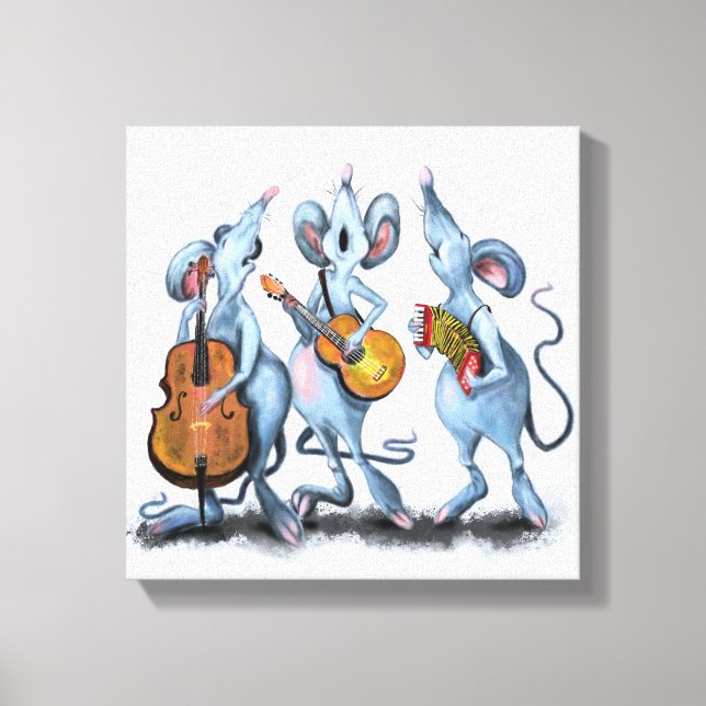 Kanvastrycket Mouse Musical Band Funny Canvastryck (Framsida)