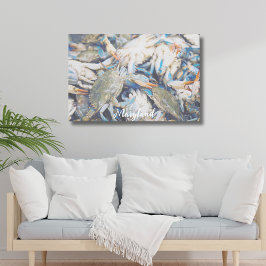 Kanvastrycket Nautical Bue Crab Beach House Canvastryck