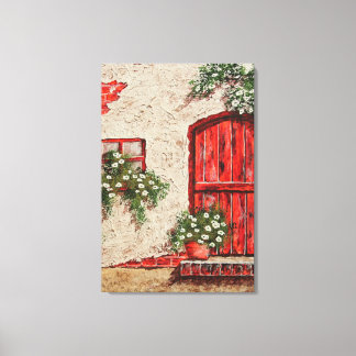 Kanvastrycket Old Rustic Cottage Faux Canvastryck