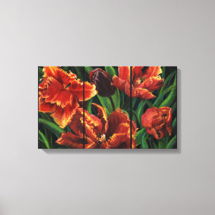 kanvastrycket "Parrot Tulips Triptych" Canvastryck
