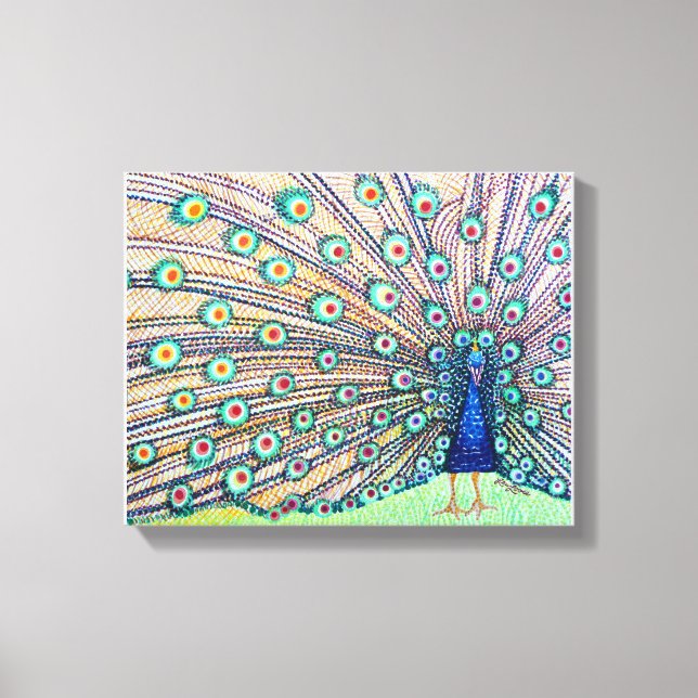 Kanvastrycket Peacock Watercolor Canvastryck (Framsida)
