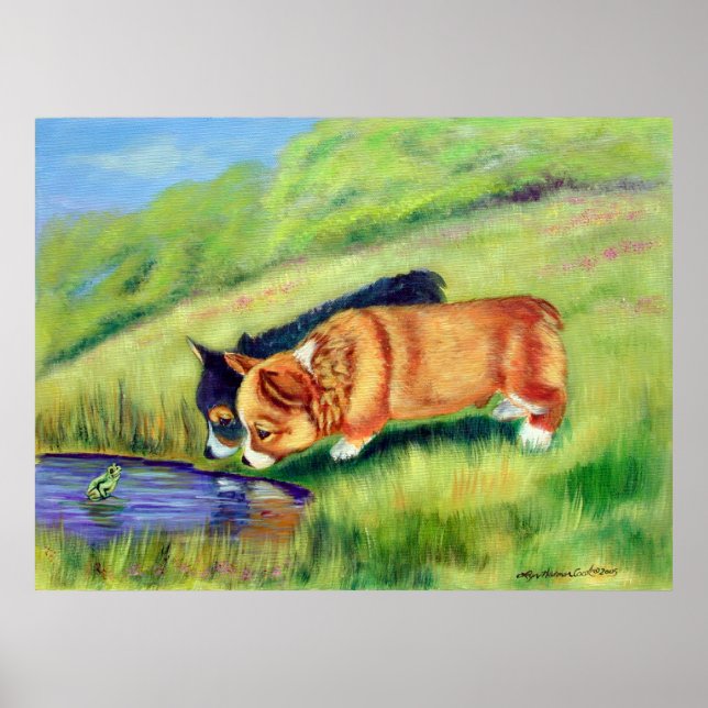 Kanvastrycket Pembroke Welsh Corgi Poster (Framsidan)