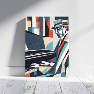 Kanvastrycket Pianist Cubism Canvastryck