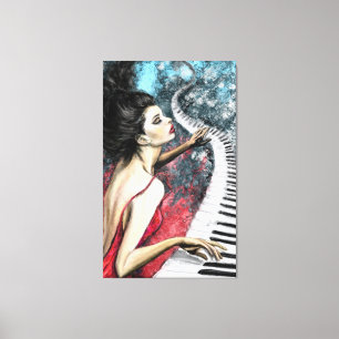 Kanvastrycket Piano Woman Canvastryck