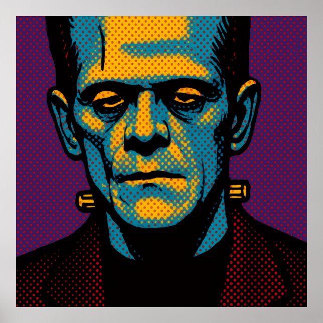 Kanvastrycket Pop Art Frankenstein Poster (Framsidan)