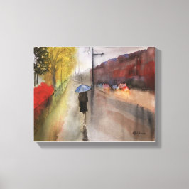 KANVASTRYCKET RAINY PARIS WATERCOLOR CANVASTRYCK