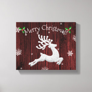 Kanvastrycket Red Rustic jul Reindeer Canvastryck