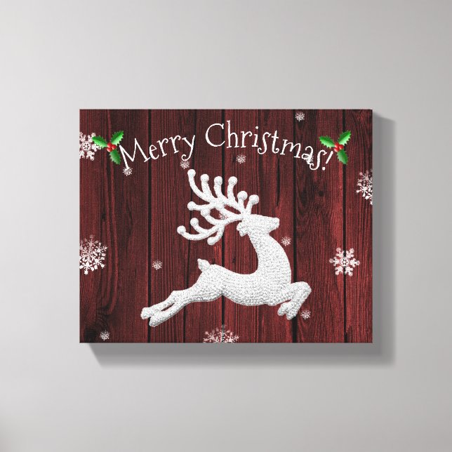 Kanvastrycket Red Rustic jul Reindeer Canvastryck (Framsida)