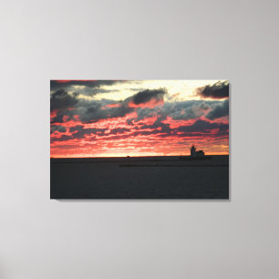 Kanvastrycket Red Sunset (fyr) Canvastryck
