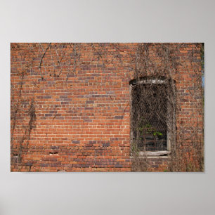 Kanvastrycket Redo för brickvägg och fönster för t Poster