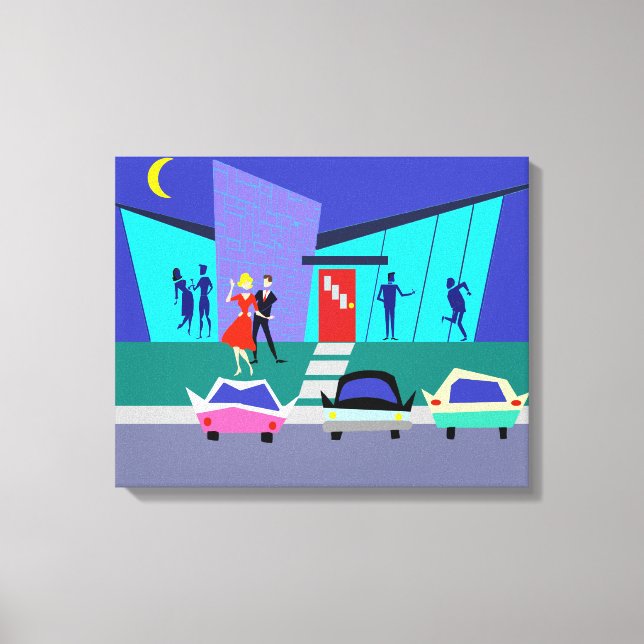 Kanvastrycket Retro Open House Party har sparats Canvastryck (Framsida)