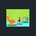 Kanvastrycket Retro Space-åldern Kattunge är stopp Canvastryck<br><div class="desc">Det sägs att hundar har ägare och katter har personal. Kattdjuret för det här Kanvastrycket med Kattunge som stoppades i Retro Space kunde inte godkänna mer! 1960-talets minimalistiska konsthantverk i stil har en slank, svart katt i ett modernt vardagsrum i mitten av århundradet. Det sofistikerade rummet har en grönt, en...</div>