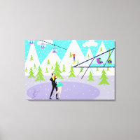 Kanvastrycket Retro Winter Ski - återskapa det str