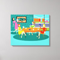Kanvastrycket Retro Women's Card Stretched Stretch