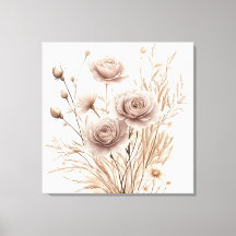 Kanvastrycket Romantic Boho Watercolor Blommigt Ar