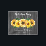 Kanvastrycket Rustic Weasted Solros Bröllop Canvastryck<br><div class="desc">Anpassa en unik gåva till Bride and Groom med det här Kanvastrycket Rustic Weasted Sunsphere Bröllop. Kanvastryckets utformning har en rustik träbakgrund med en elegant av solblommor. Anpassa med brudgummens första och sista namn tillsammans med bröllop. Ytterligare bröllop-förråd finns även med den här utformningen.</div>