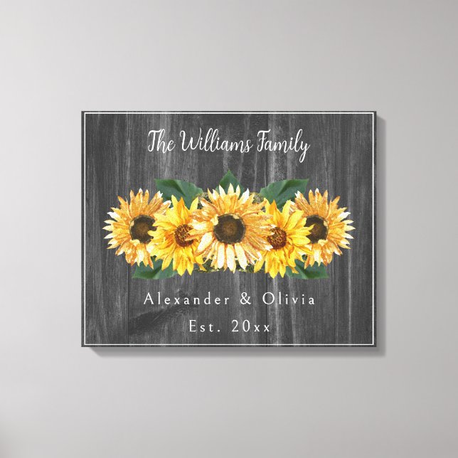 Kanvastrycket Rustic Weasted Solros Bröllop Canvastryck (Framsida)