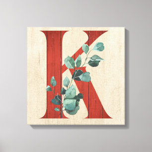 Kanvastrycket Rustic Wood & Eucalyptus Brev K Canvastryck