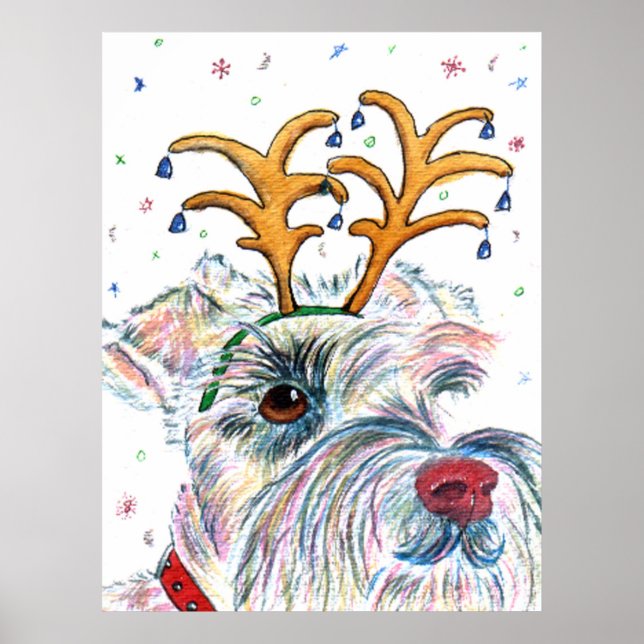 Kanvastrycket Santa Schnauzer Poster (Framsidan)