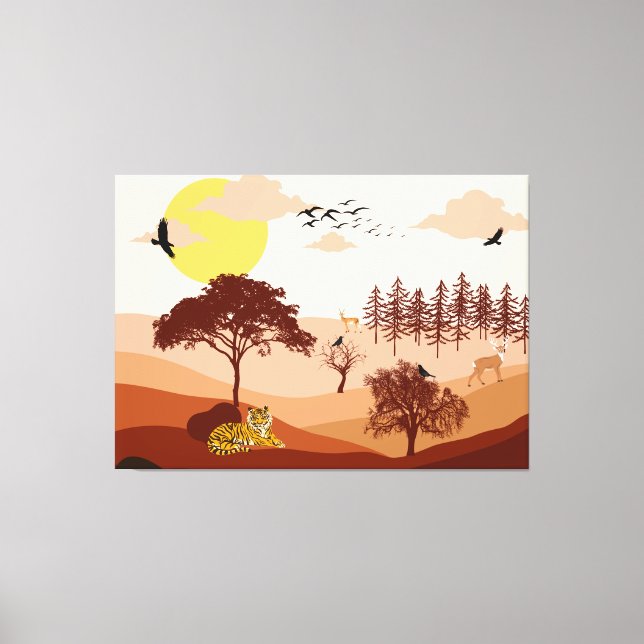 Kanvastrycket Savannah Nature Ligcape Sunset Art Canvastryck (Framsida)