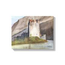 Kanvastrycket SCOTTISH CASTLES LANDSCAPE WATERCOLO