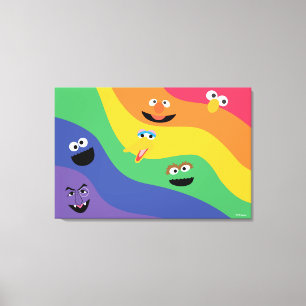 Kanvastrycket Sesame Street Pals Rainbow Stretched Canvastryck