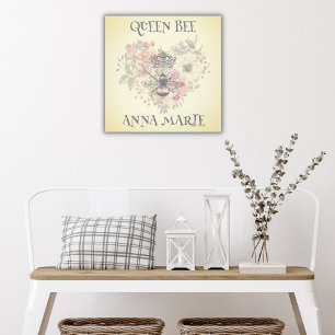 Kanvastrycket Shabby chic Krona Bee Personlig Canvastryck