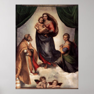 Kanvastrycket Sistine Madonna Poster