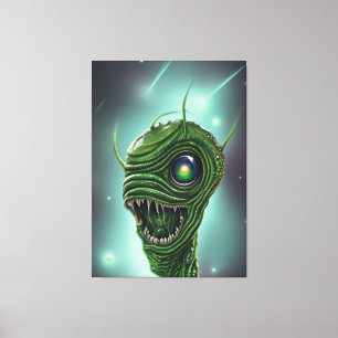 Kanvastrycket Slimy Alien Monster Canvastryck