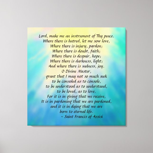 Kanvastrycket St. Francis' Prayer Canvastryck (Framsida)