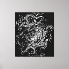 Kanvastrycket Svartvit dragon Canvastryck