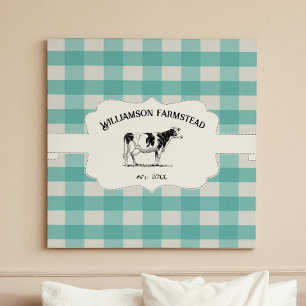 Kanvastrycket Teal Buffalo Play Farm Cow Canvastryck