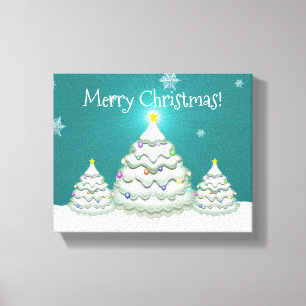 Kanvastrycket Teal Snowy Julgran Canvastryck