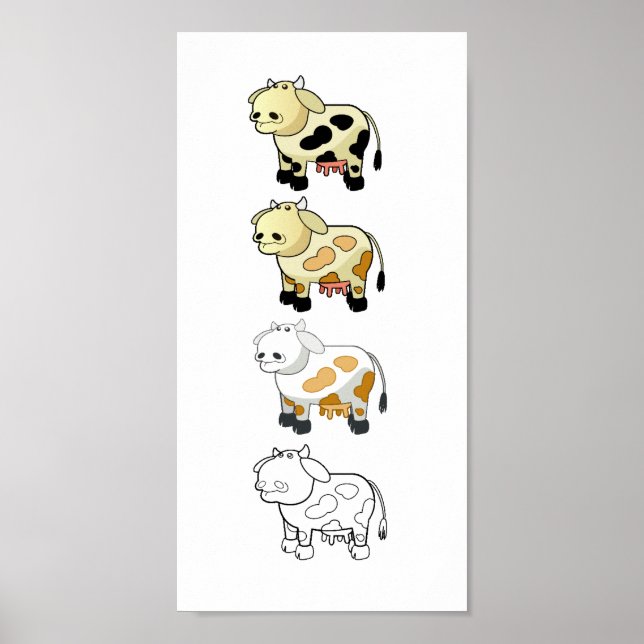 Kanvastrycket tecknad Mejerikor Poster (Framsidan)